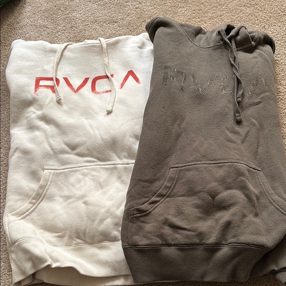 RVCA Cream and Olive Hoodies